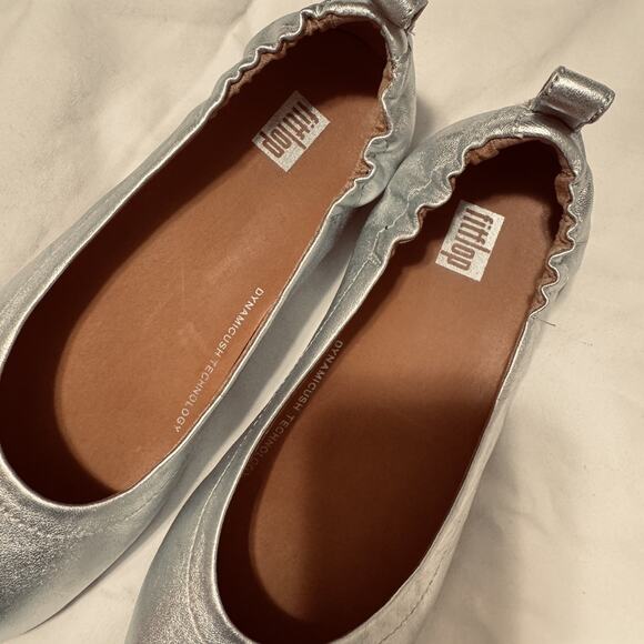 FitFlop Allegro Women's 5 Silver Comfort Ballerina Slip On Ballet Flats Shoes - Picture 4 of 8